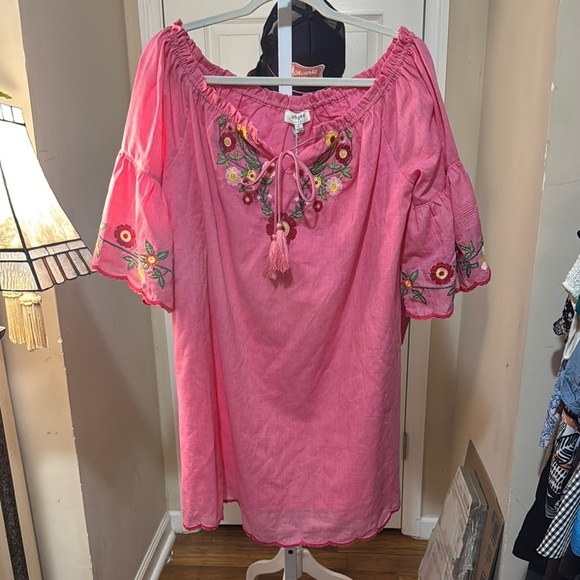 Umgee NWT pink embroidered tunic mini dress - Picture 1 of 6
